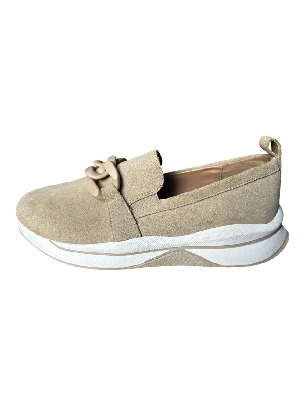 Blondo McKayla Beige Slip-On Sneaker Loafer Chain Accent Waterproof  size 11